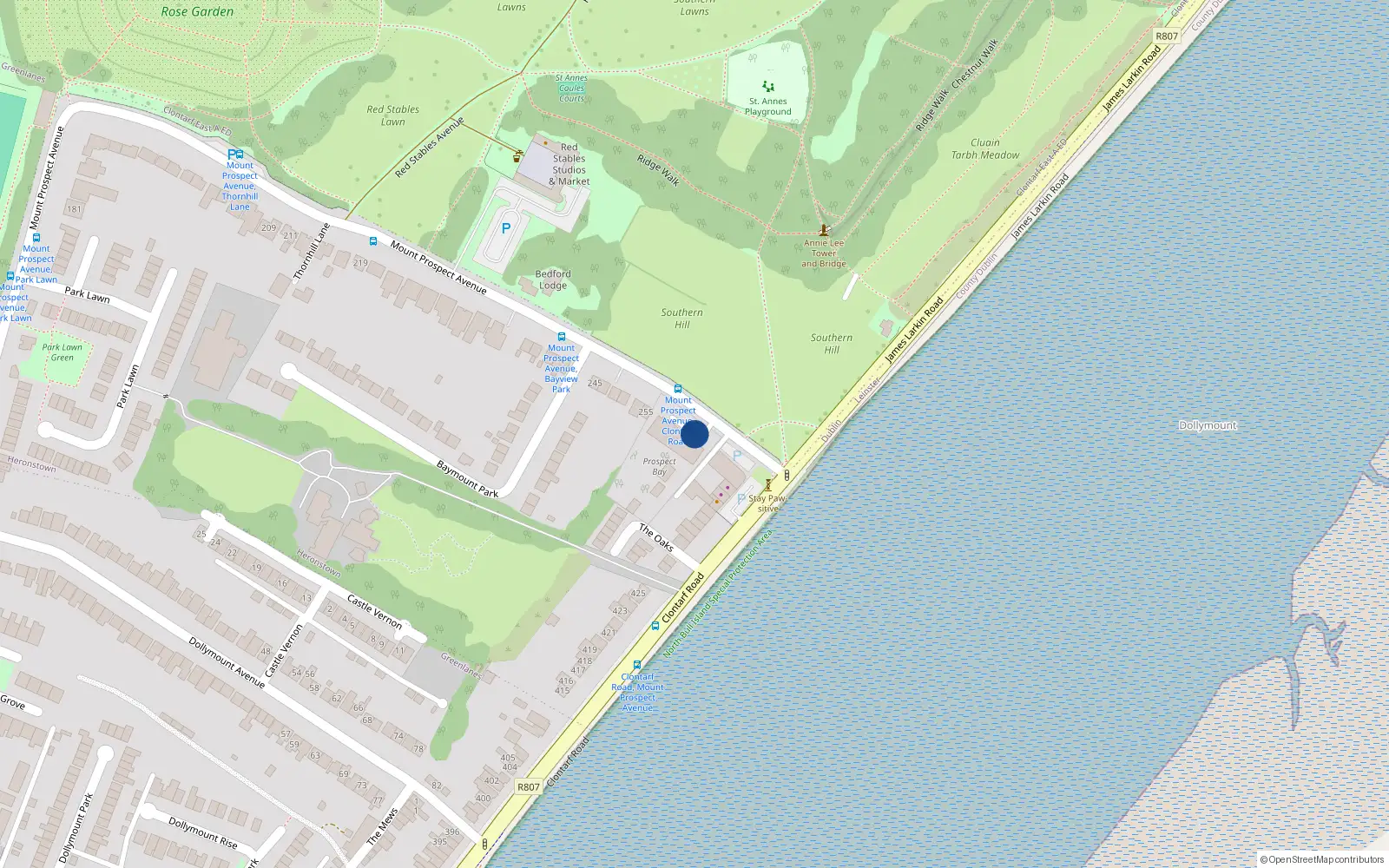 Overhead map showing the location of 31 Prospect Bay, Clontarf