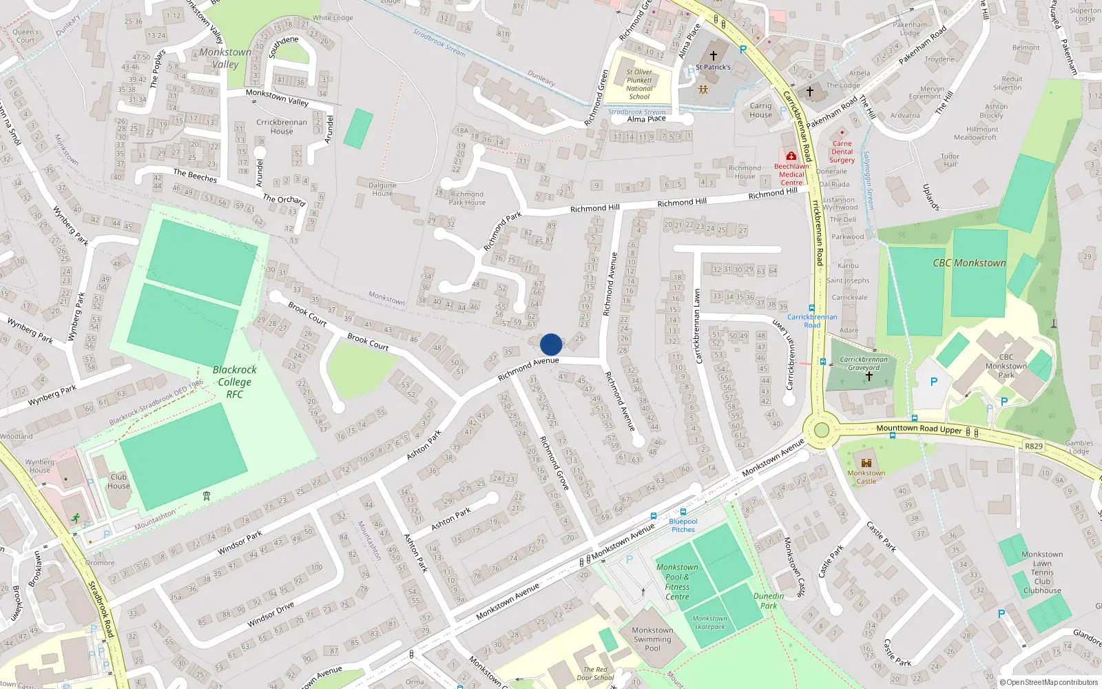Overhead map showing the location of 31 Richmond Avenue, Dublin