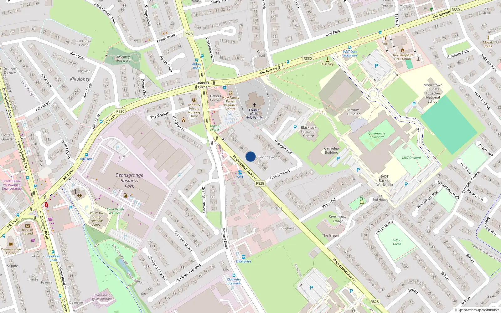 Overhead map showing the location of 31 Rochestown Avenue, Dun Laoghaire, Dublin