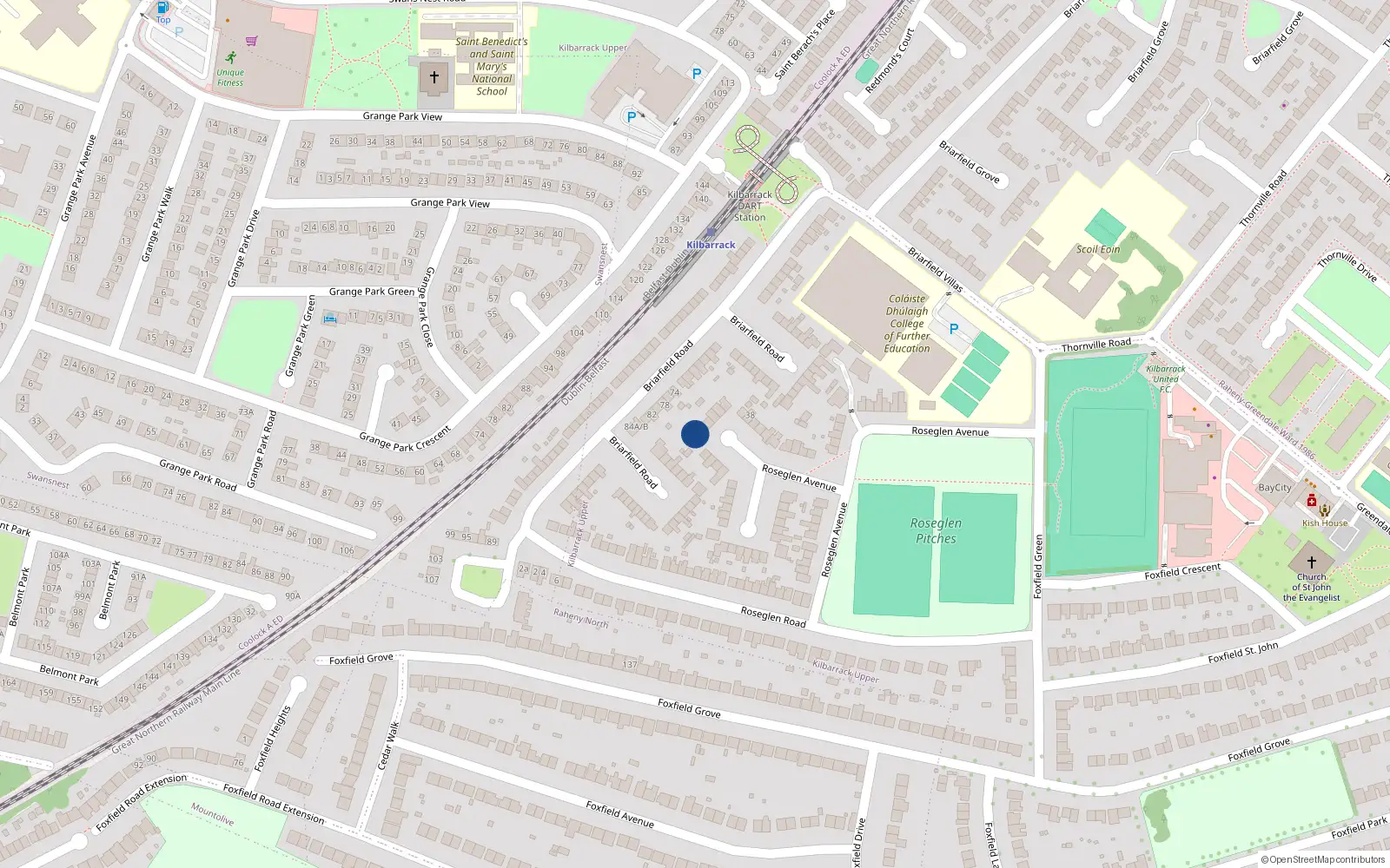 Overhead map showing the location of 31 Roseglen Avenue, Kilbarrack, Dublin 5