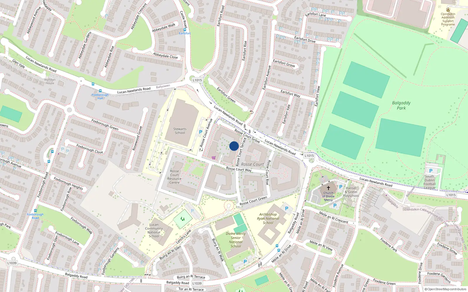 Overhead map showing the location of 31 Rosse Court Terrace, Lucan