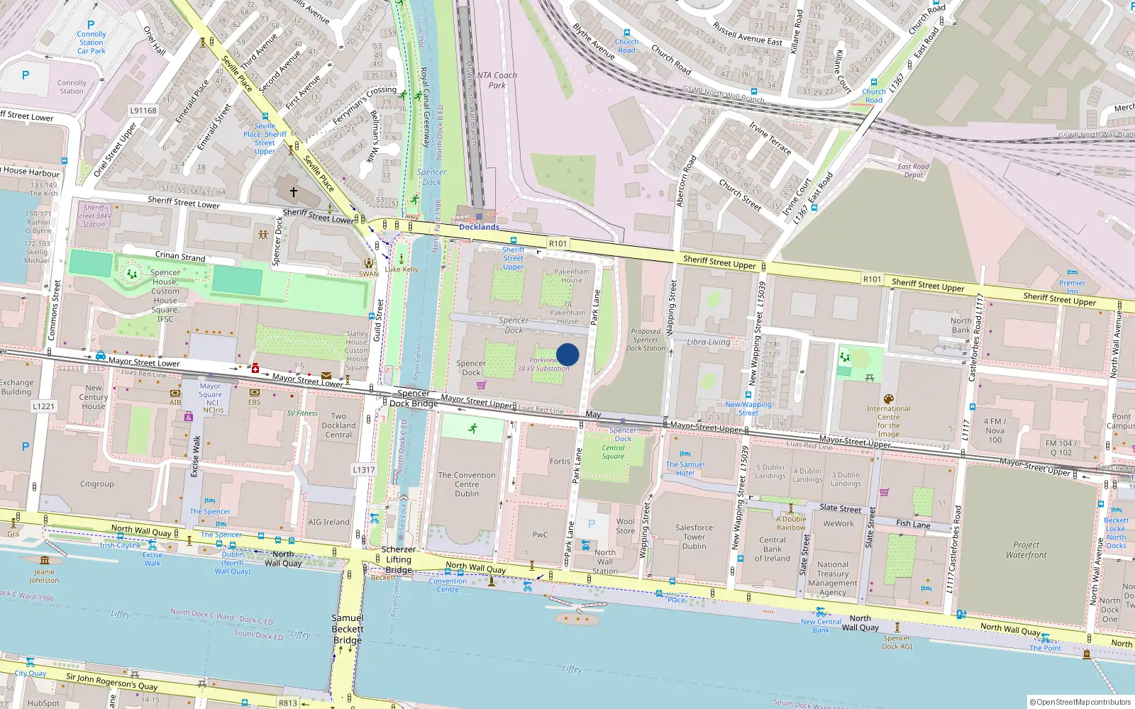 Overhead map showing the location of 31 Saunders House, Spencer Dock, Dublin 1