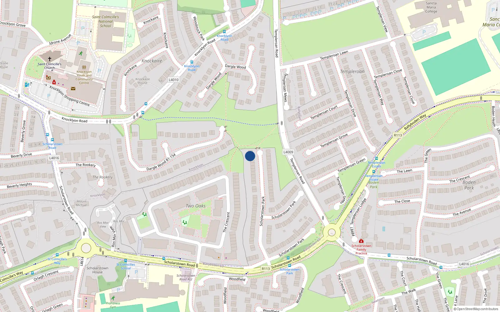 Overhead map showing the location of 31 Scholarstown Park, Dublin 16