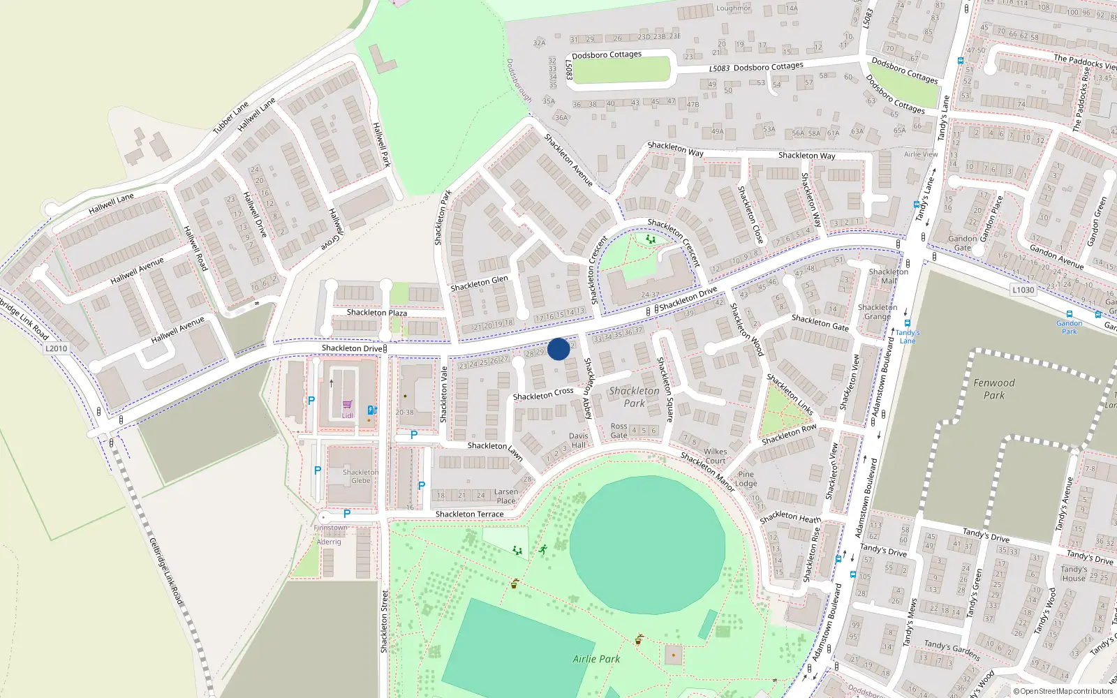 Overhead map showing the location of 31 Shackleton Drive, Lucan