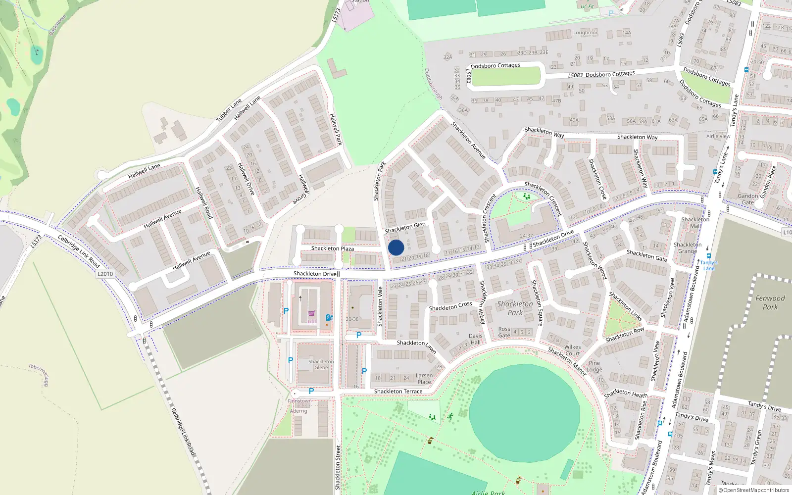 Overhead map showing the location of 31 Shackleton Park, Lucan