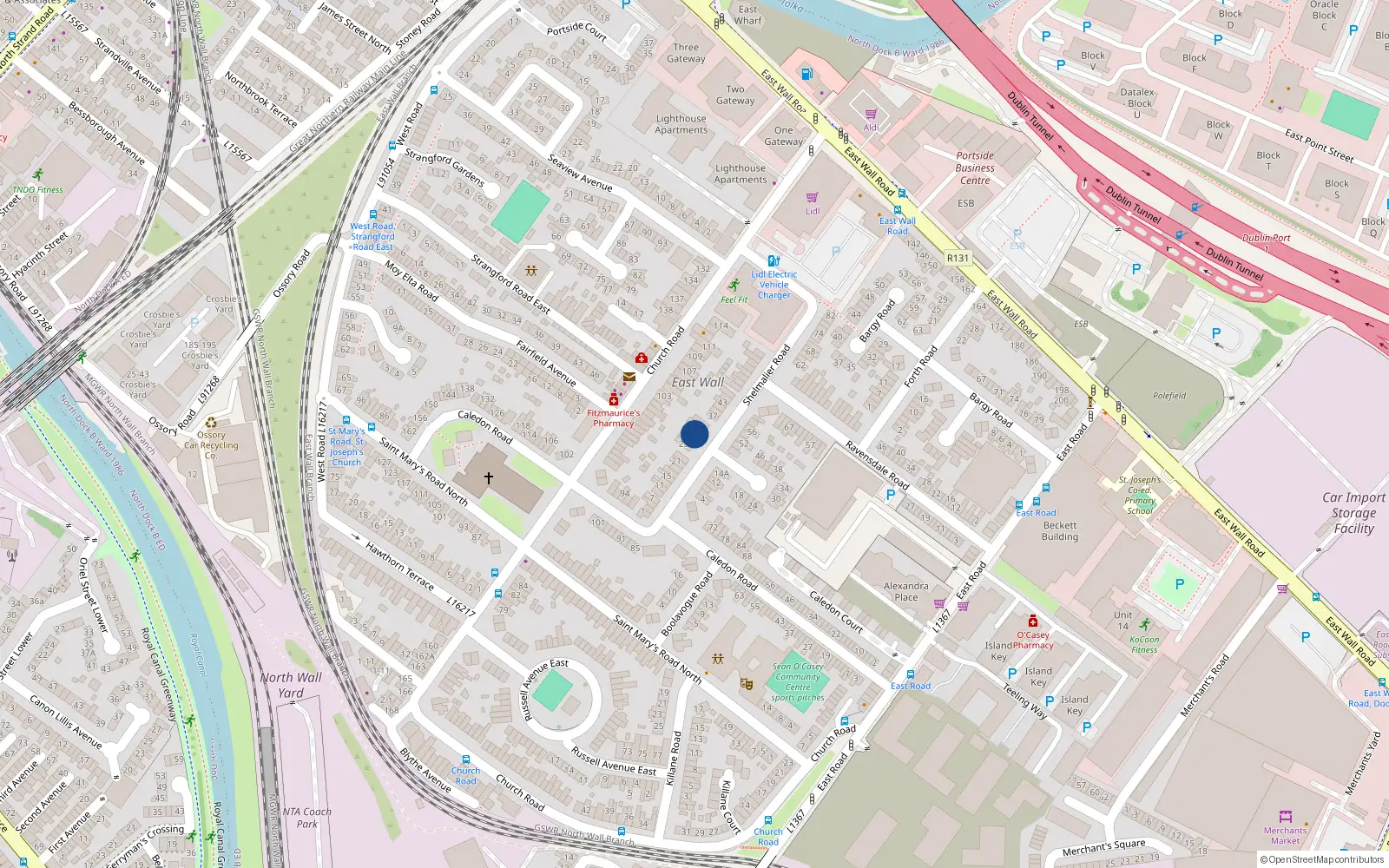 Overhead map showing the location of 31 Shelmalier Road, Dublin 3