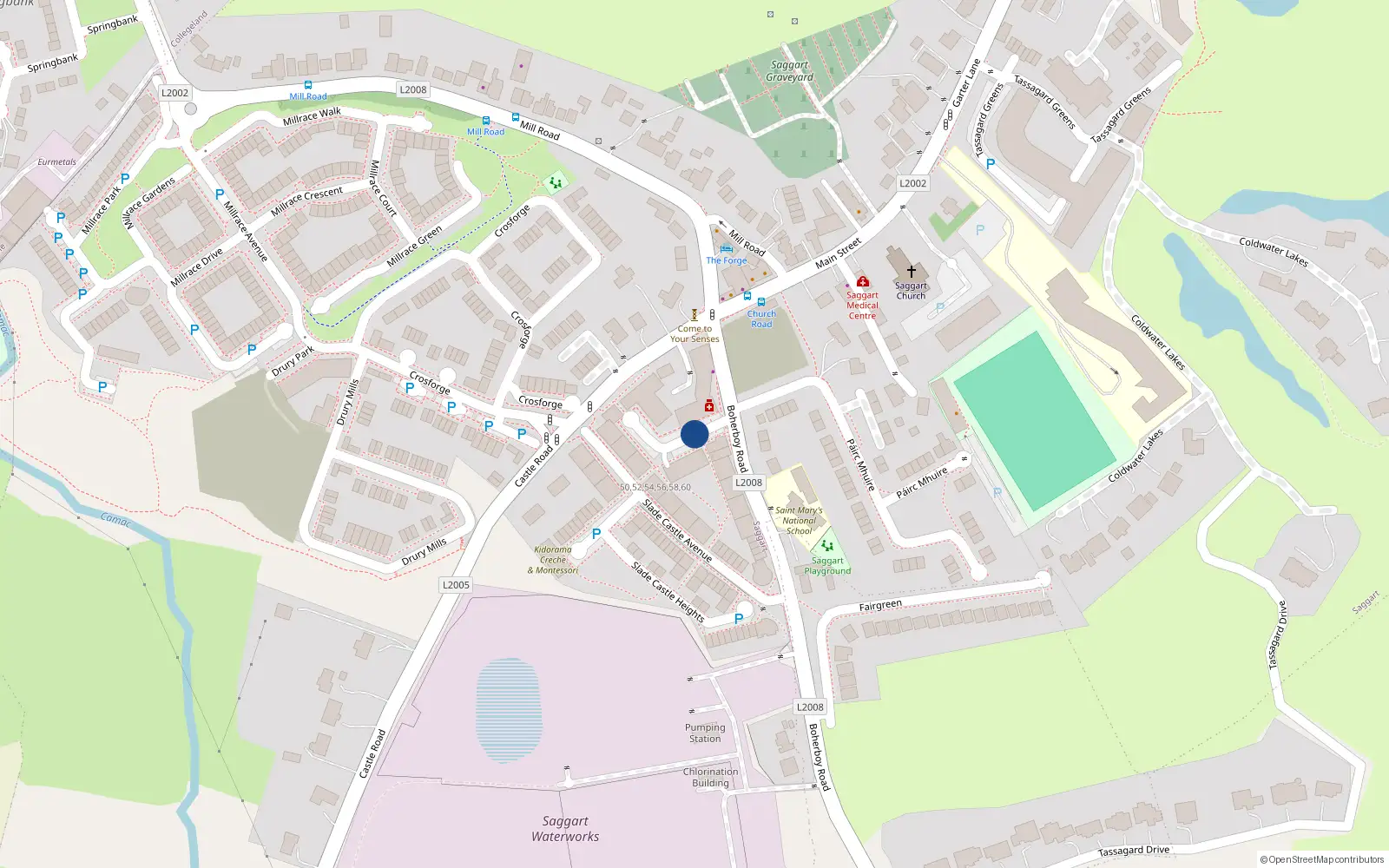 Overhead map showing the location of 31 Slade Castle Court, Saggart
