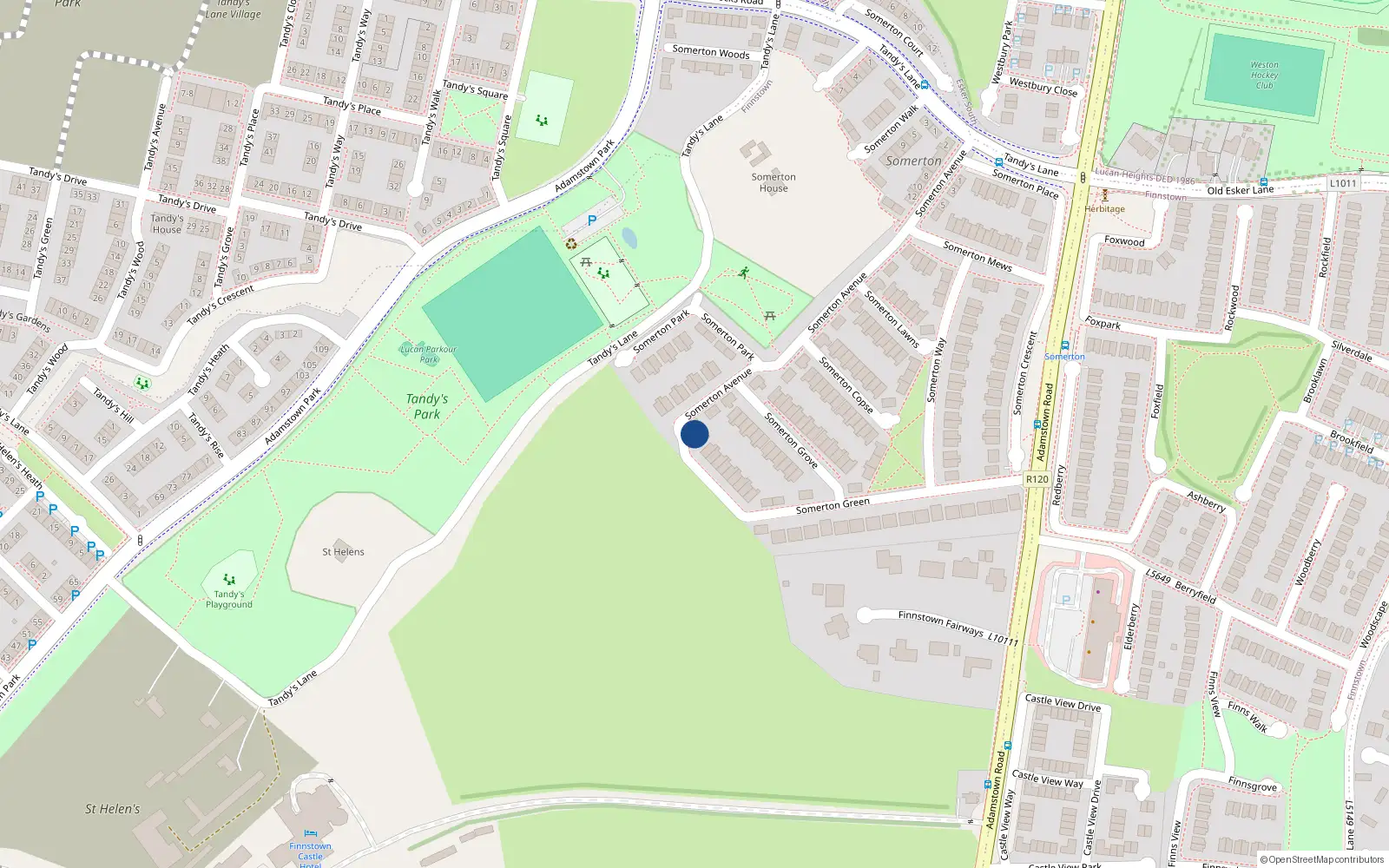 Overhead map showing the location of 31 Somerton Avenue, Finnstown