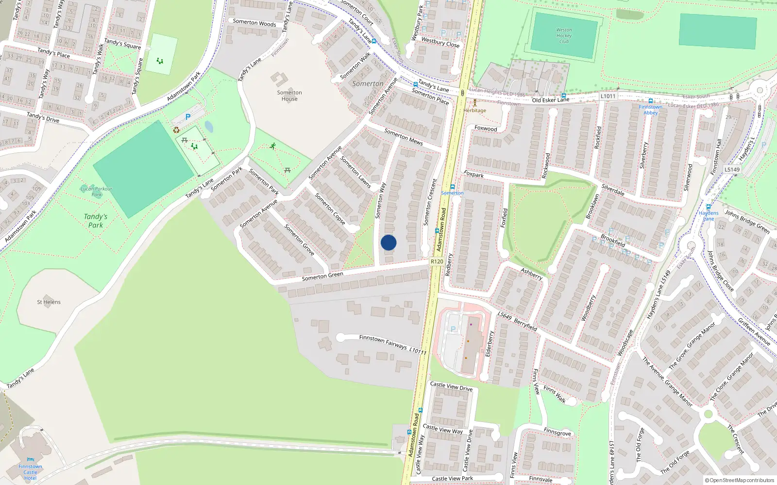 Overhead map showing the location of 31 Somerton Way, Lucan