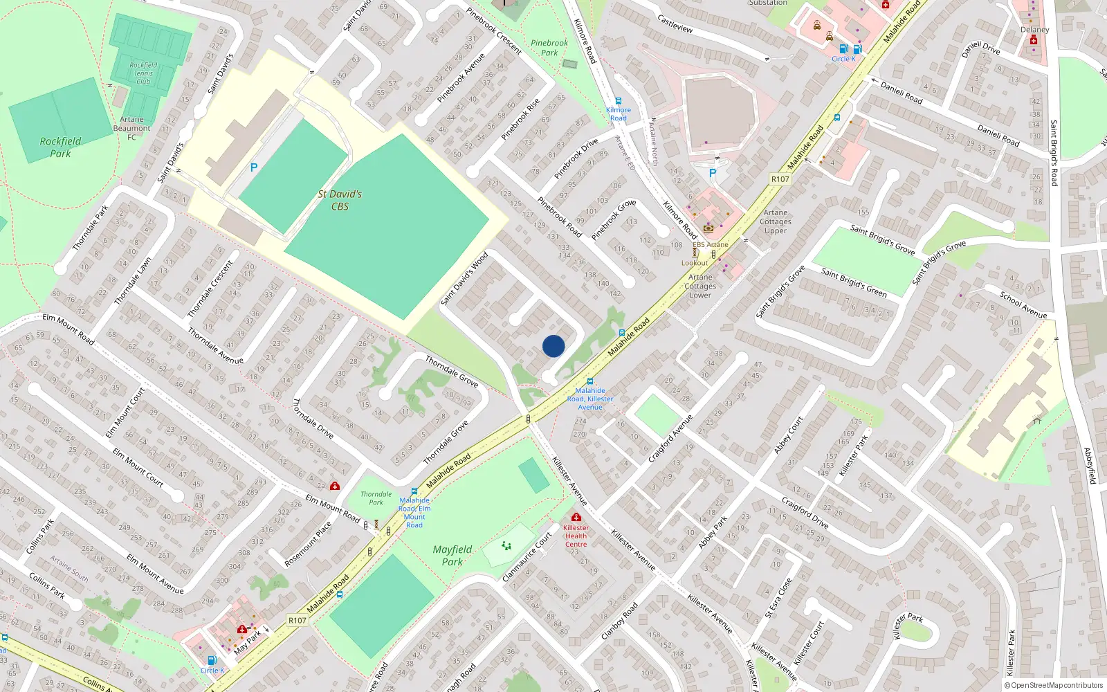 Overhead map showing the location of 31 St Davids Wood, Artane, Dublin 5