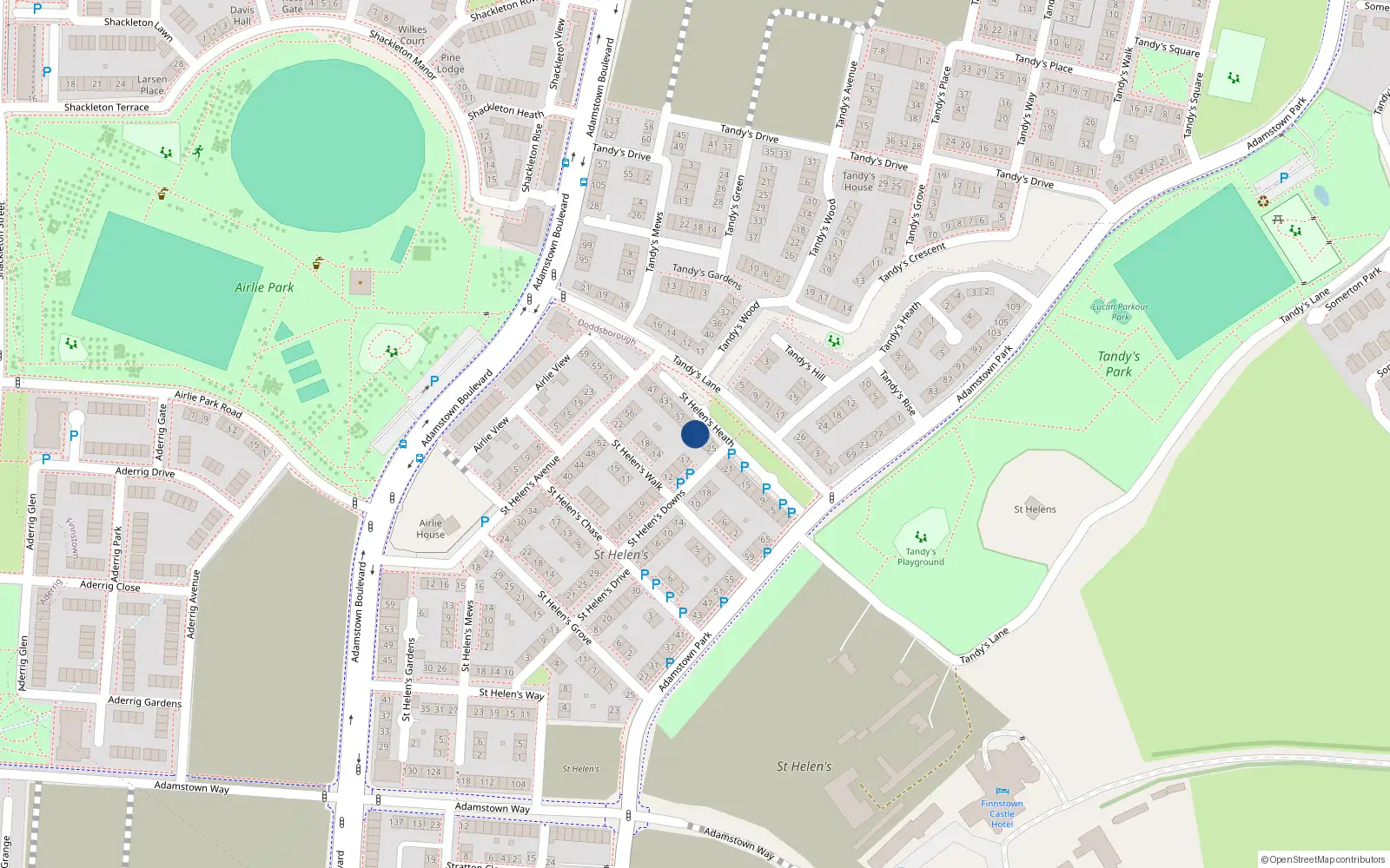 Overhead map showing the location of 31 Saint Helen's Heath, Lucan