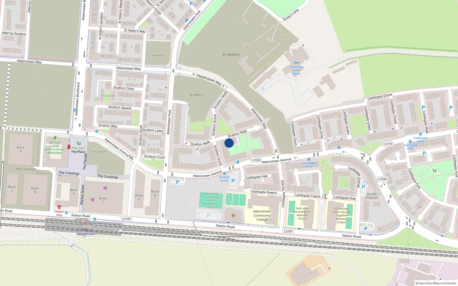 Overhead map showing the location of 31 Statton Walk, Adamstown, Co Dublin