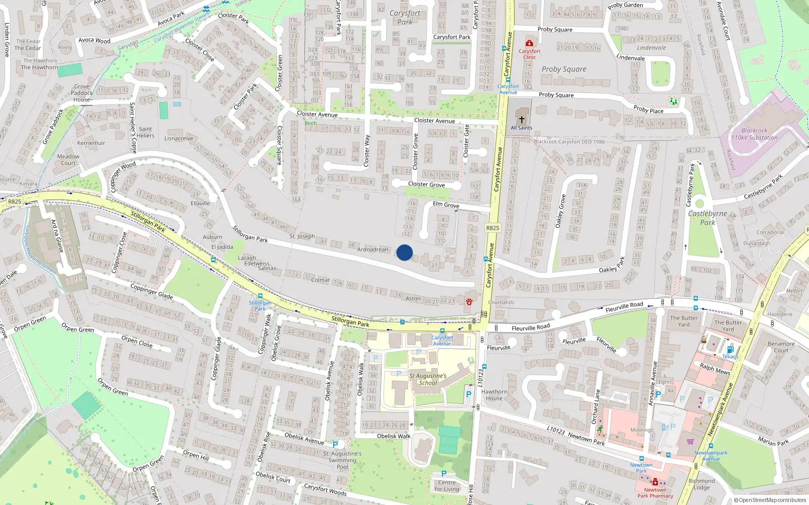 Overhead map showing the location of 31, 31 Stillorgan Park, Stillorgan