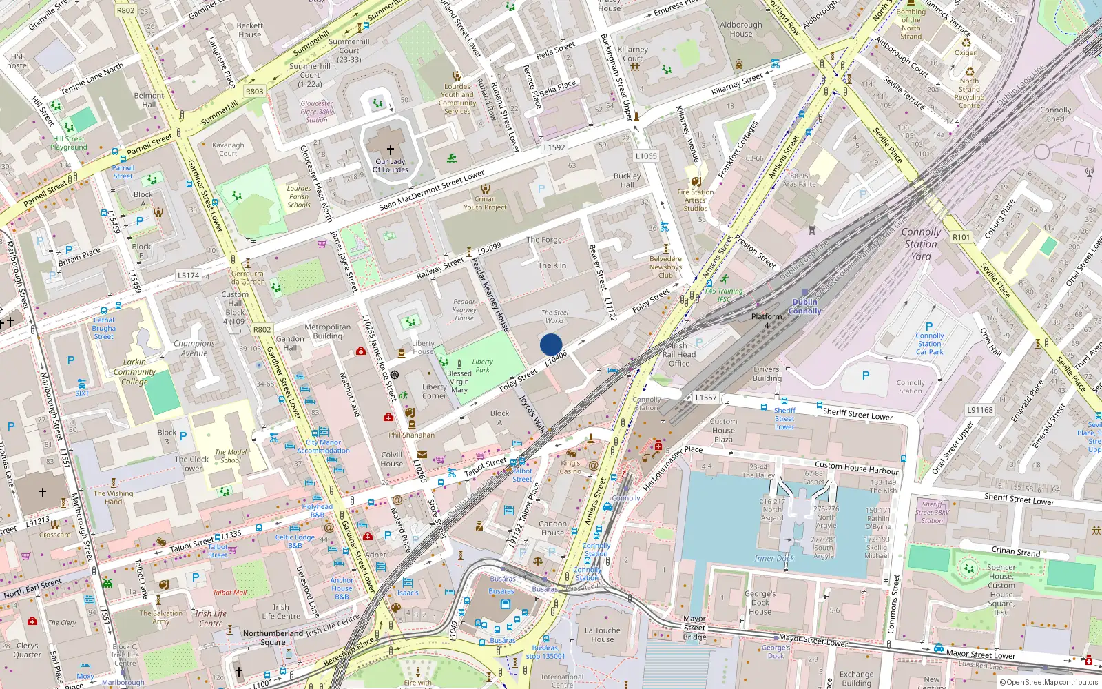 Overhead map showing the location of 31 the Millhouse, Foley Street, Dublin 1
