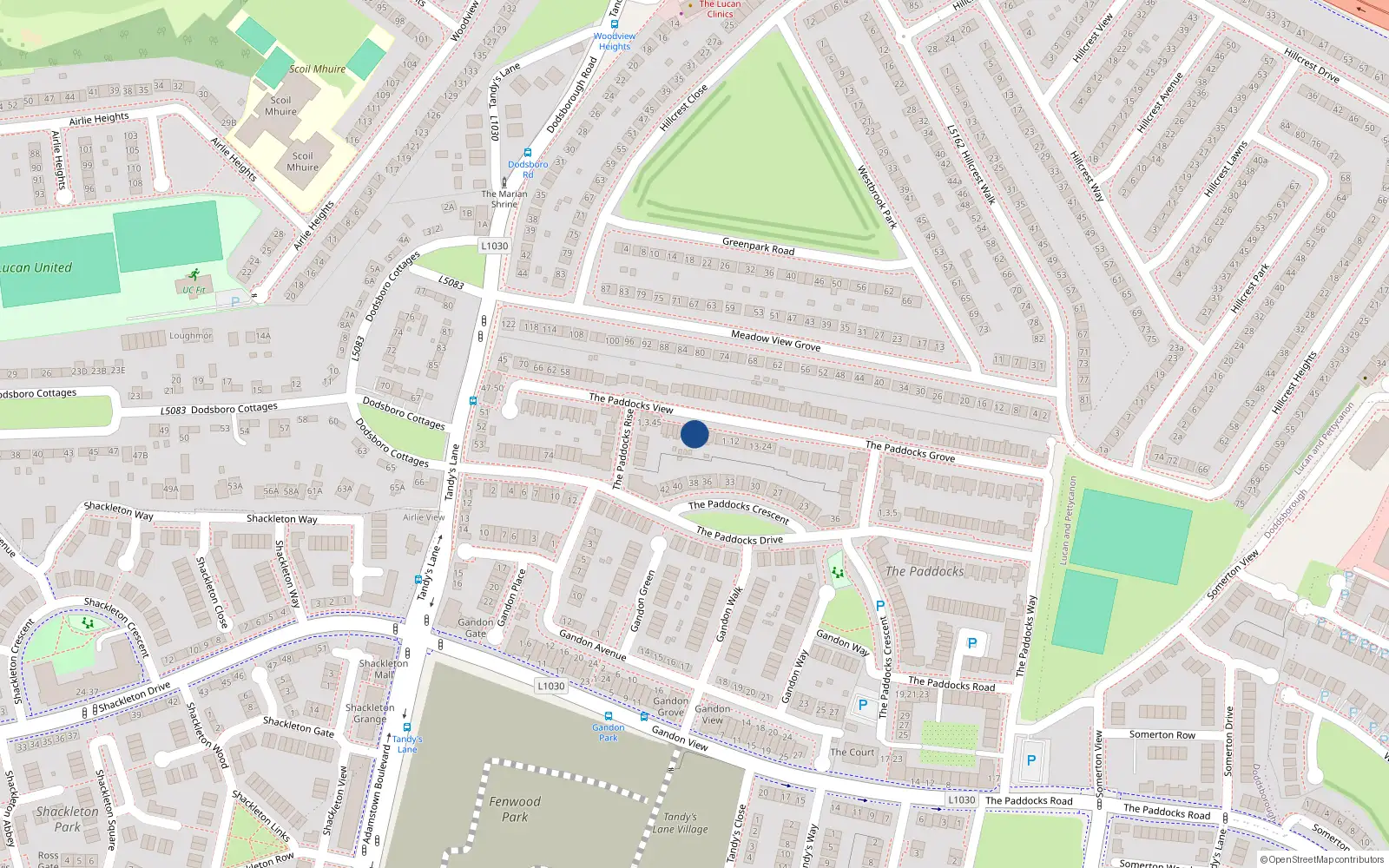 Overhead map showing the location of 31 The Paddocks View, Lucan