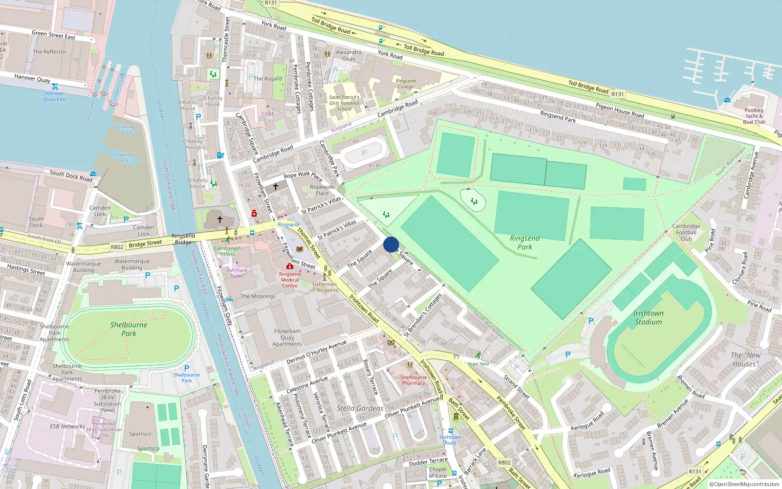 Overhead map showing the location of 31 The Square, Ringsend