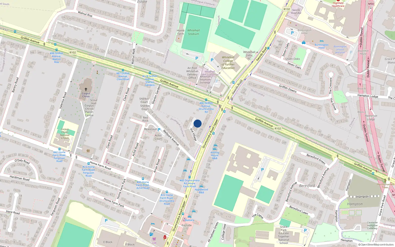 Overhead map showing the location of 31 The Village, Dublin 9