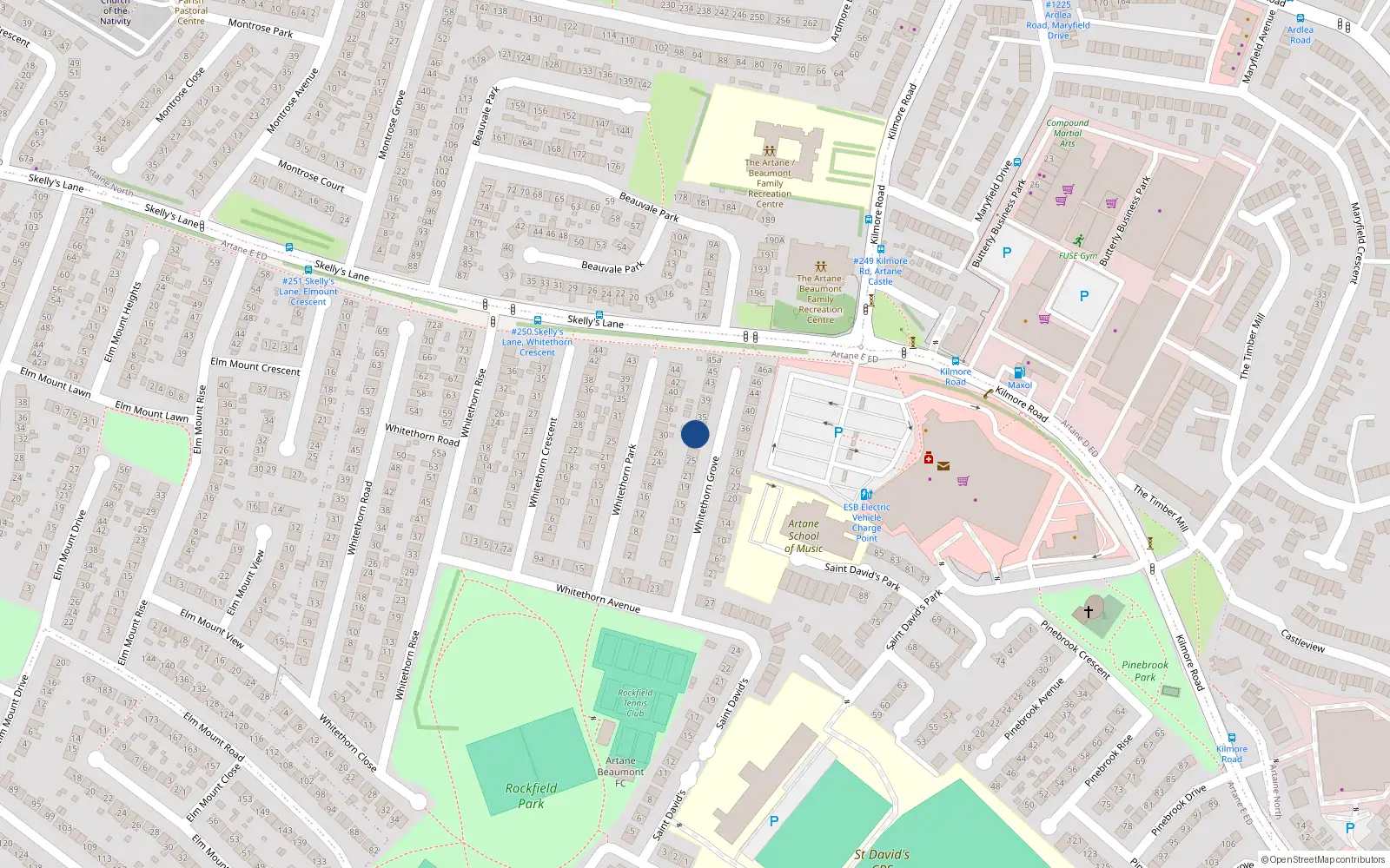Overhead map showing the location of 31 Whitethorn Grove, Dublin 5