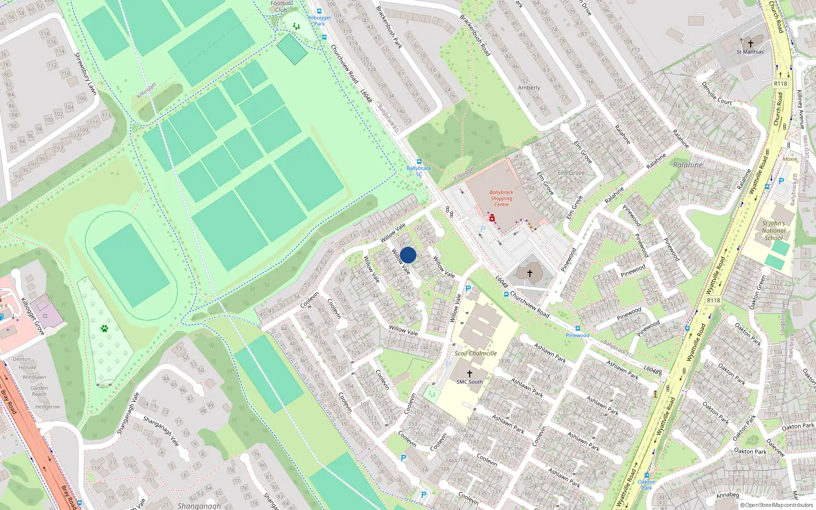 Overhead map showing the location of 31 Willow Vale, Dublin