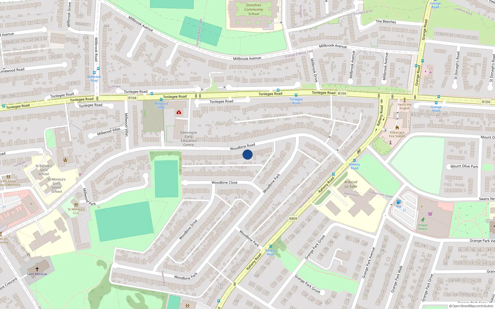 Overhead map showing the location of 31 Woodbine Road, Dublin 5