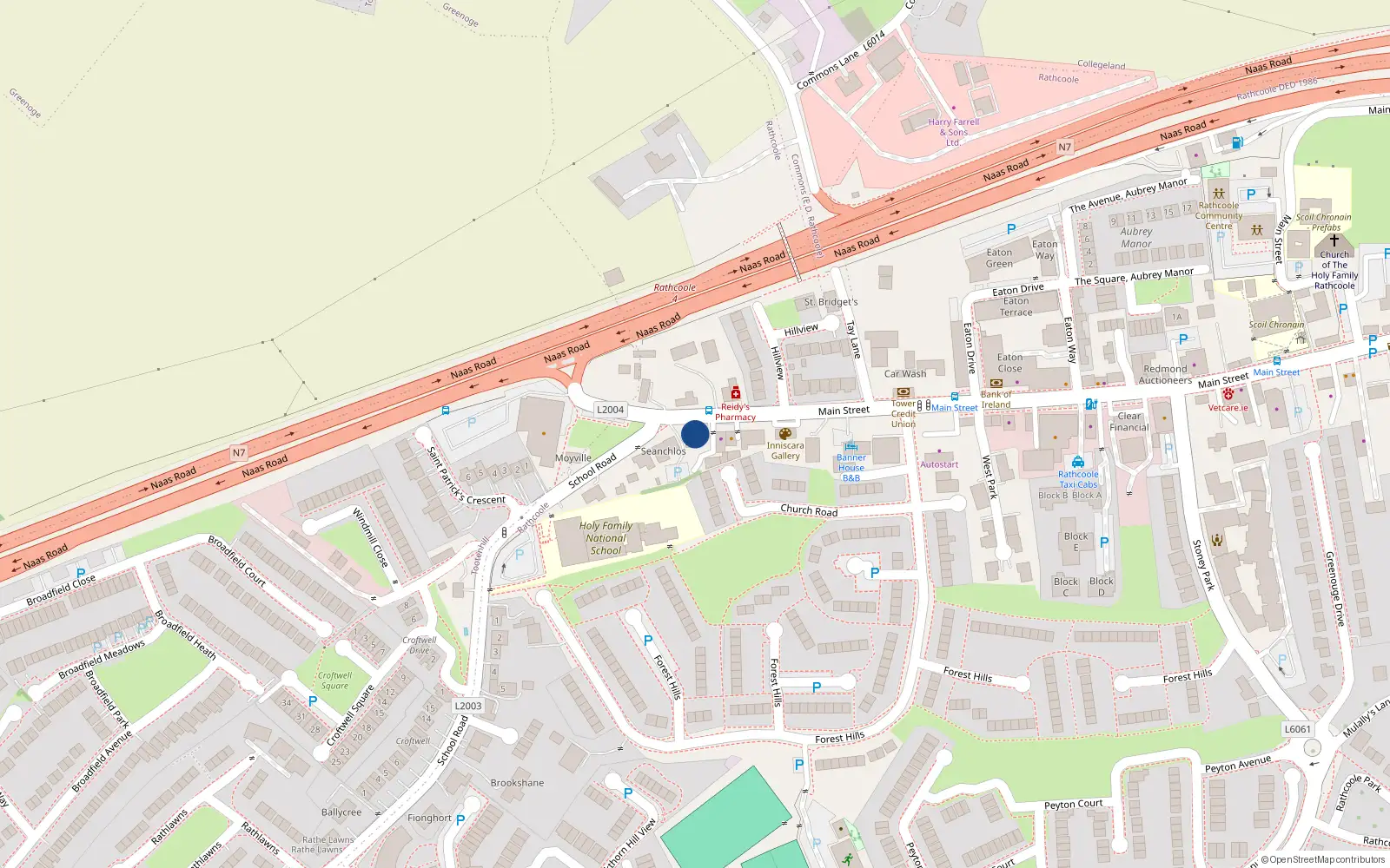 Overhead map showing the location of 311 the Green, Main Street, Rathcoole