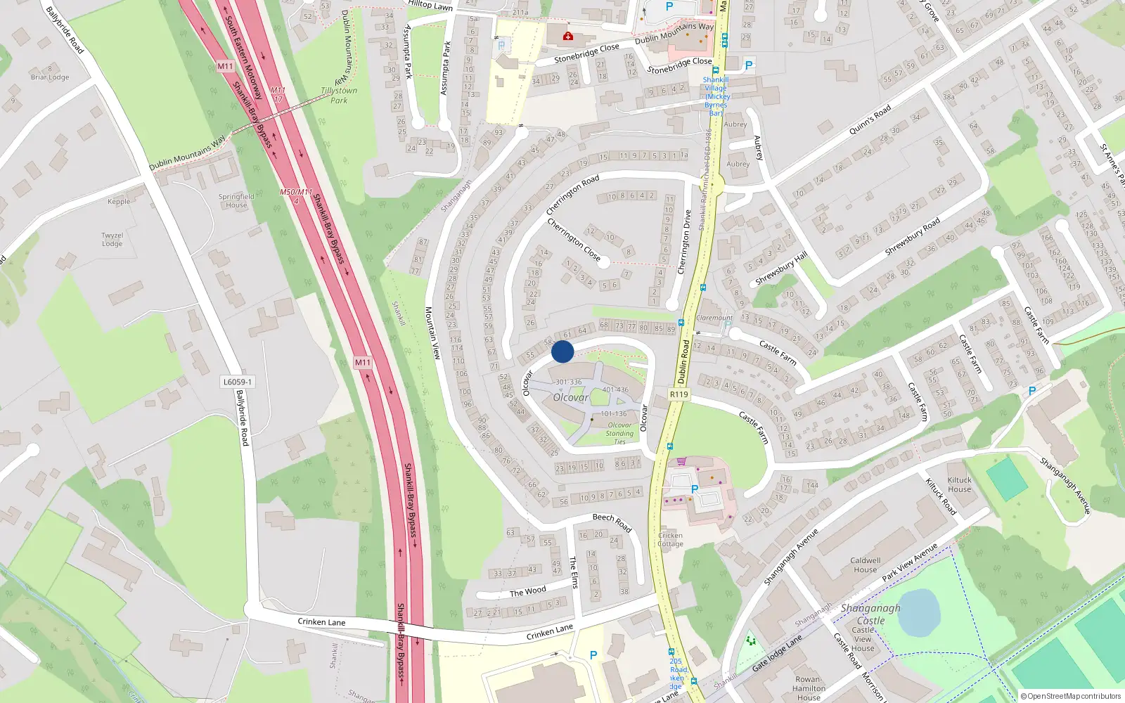 Overhead map showing the location of 314 Olcovar, Dublin