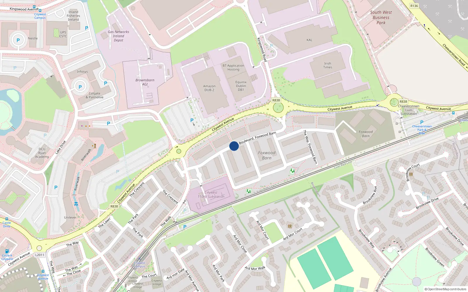 Overhead map showing the location of 31newcastle Blvd, Newcastle, Dublin