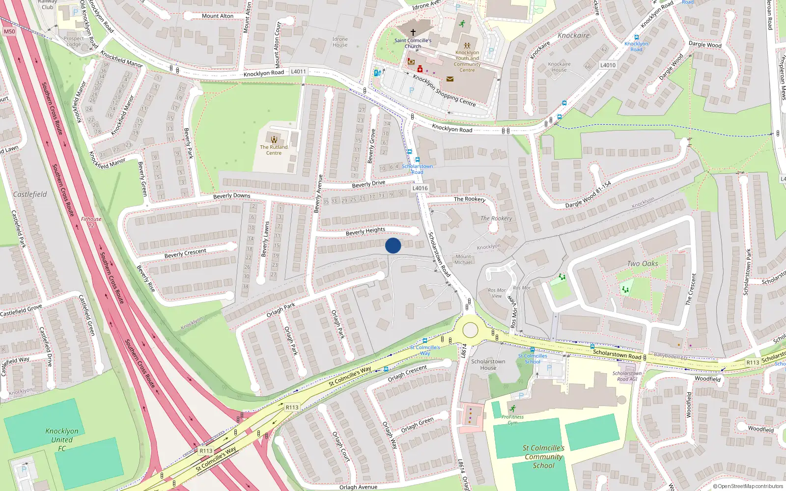 Overhead map showing the location of 32 Beverly Heights, Dublin