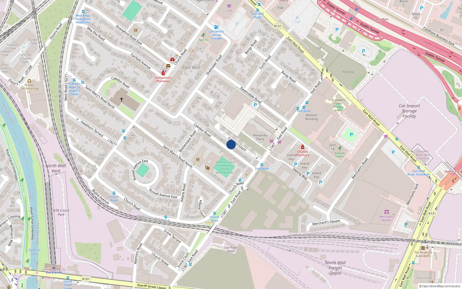 Overhead map showing the location of 32 Caledon Road, Dublin 3