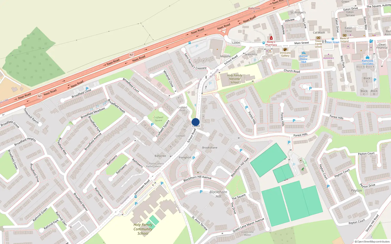 Overhead map showing the location of 32 Croftwell Drive
