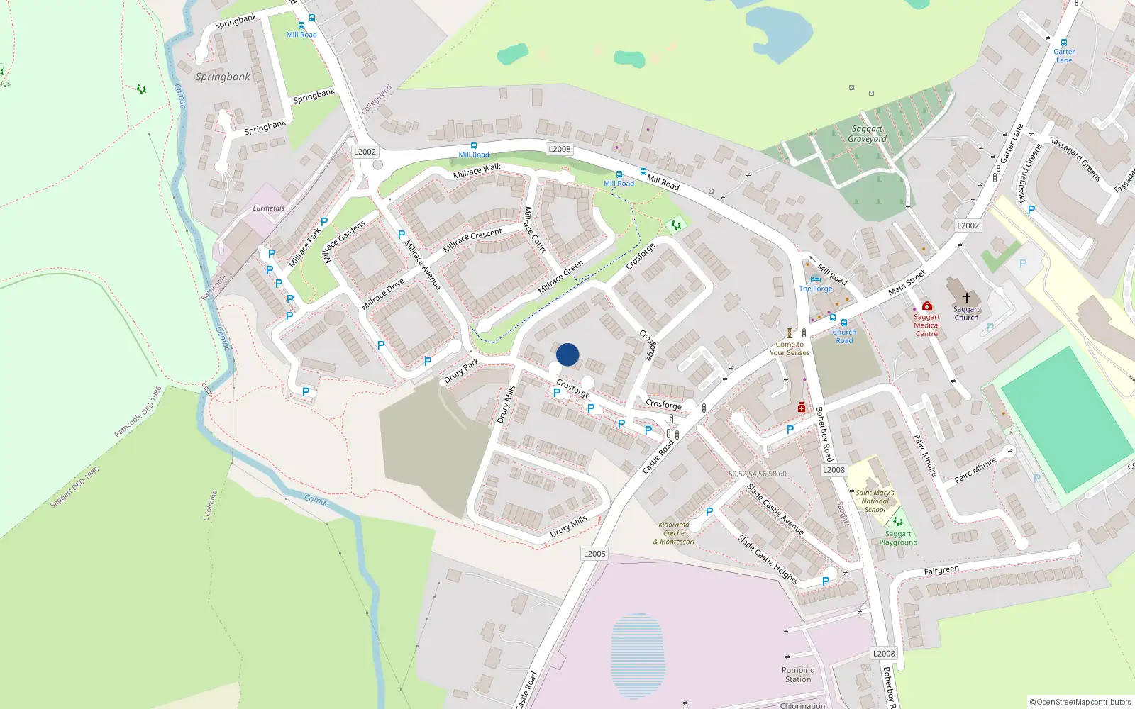 Overhead map showing the location of 32, 32 Crosforge, Saggart