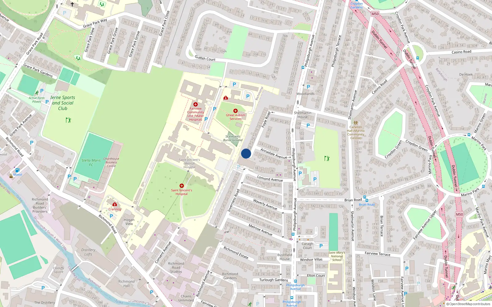 Overhead map showing the location of 32 Foyle Road, Dublin 3