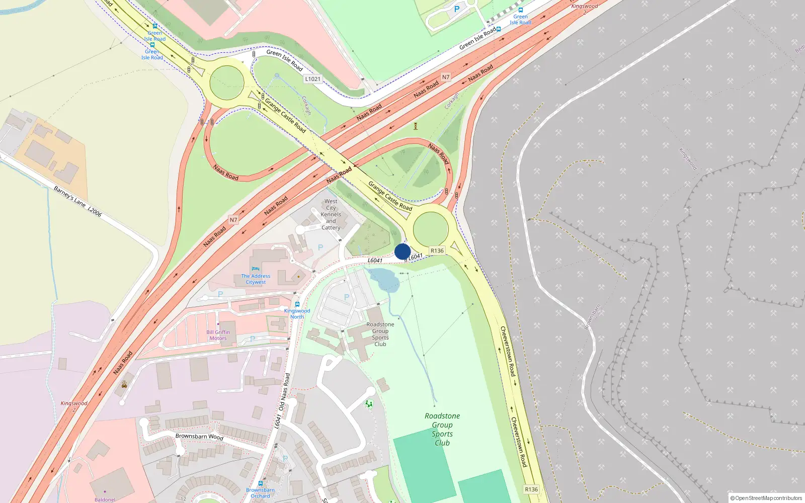 Overhead map showing the location of 32 Paric Gordon, Old Naas Road, Kingswood