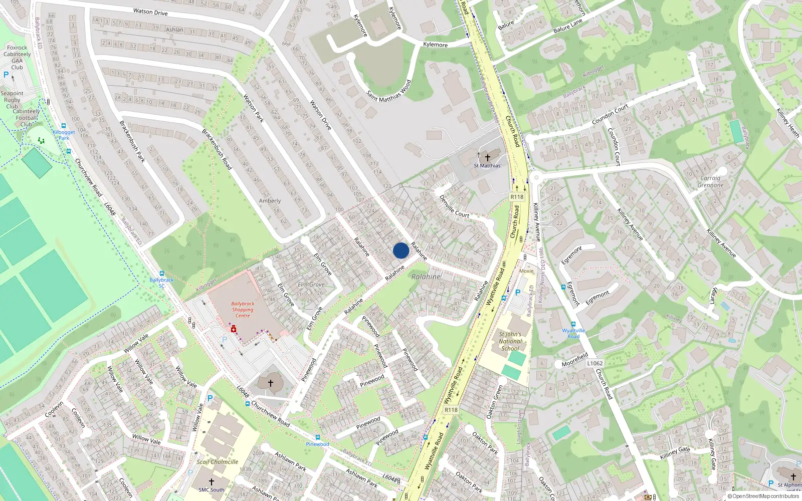 Overhead map showing the location of 32 Ralahine, Ballybrack