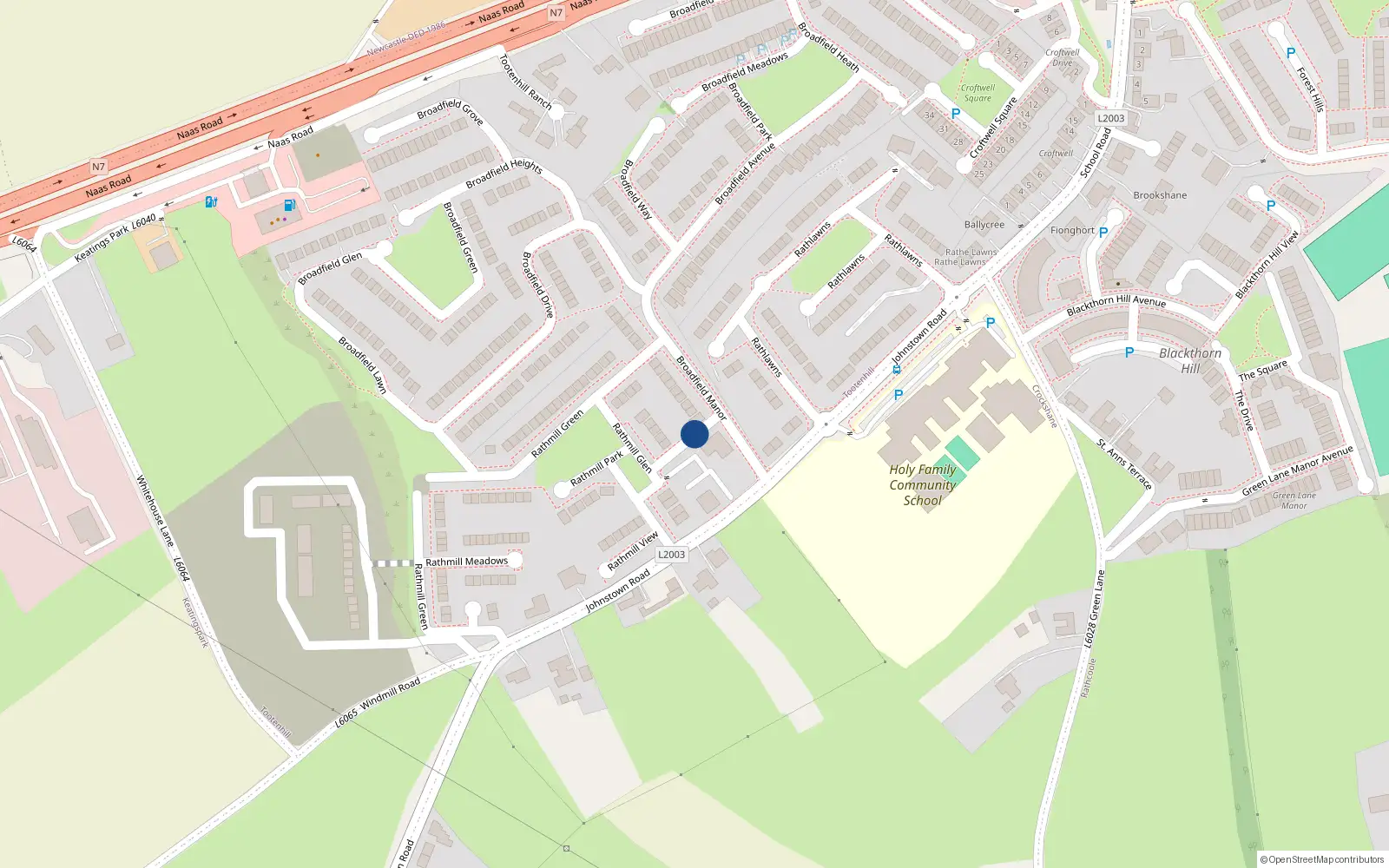 Overhead map showing the location of 32 Rathmill Glen, Tootenhill