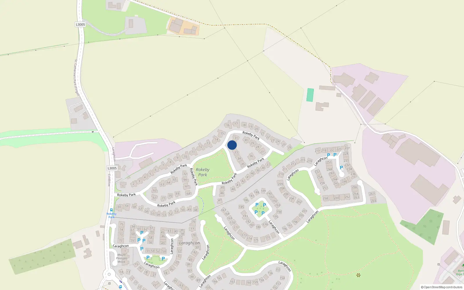 Overhead map showing the location of 32 Rokeby Park, Lucan