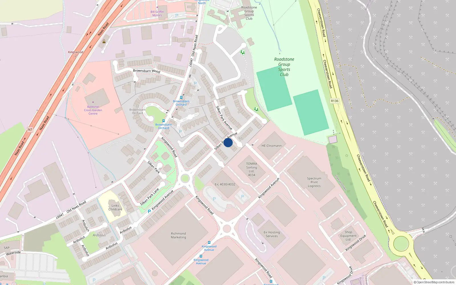 Overhead map showing the location of 32 Silken Park Avenue, Dublin 22