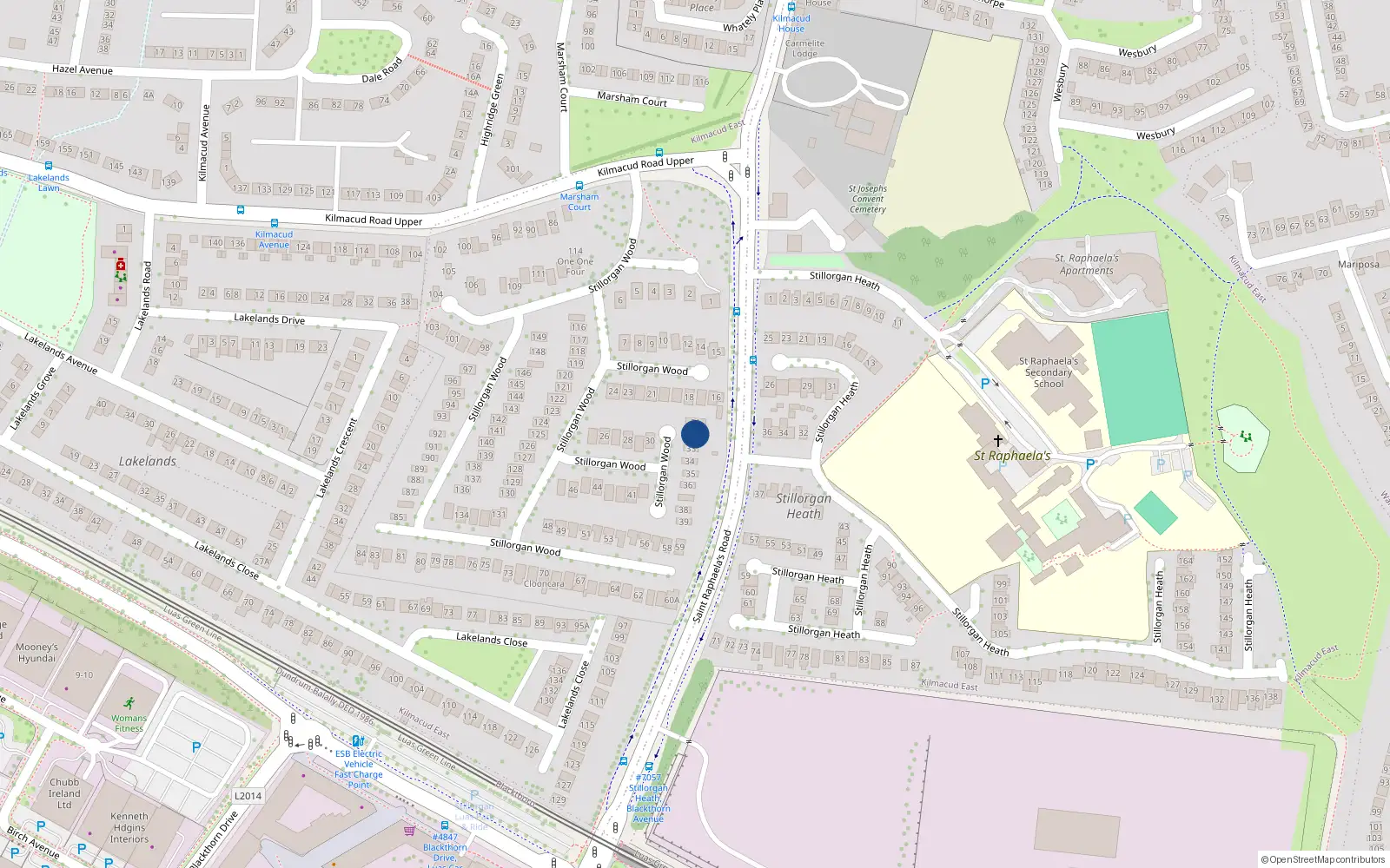 Overhead map showing the location of 32 Stillorgan Wood, Co Dublin