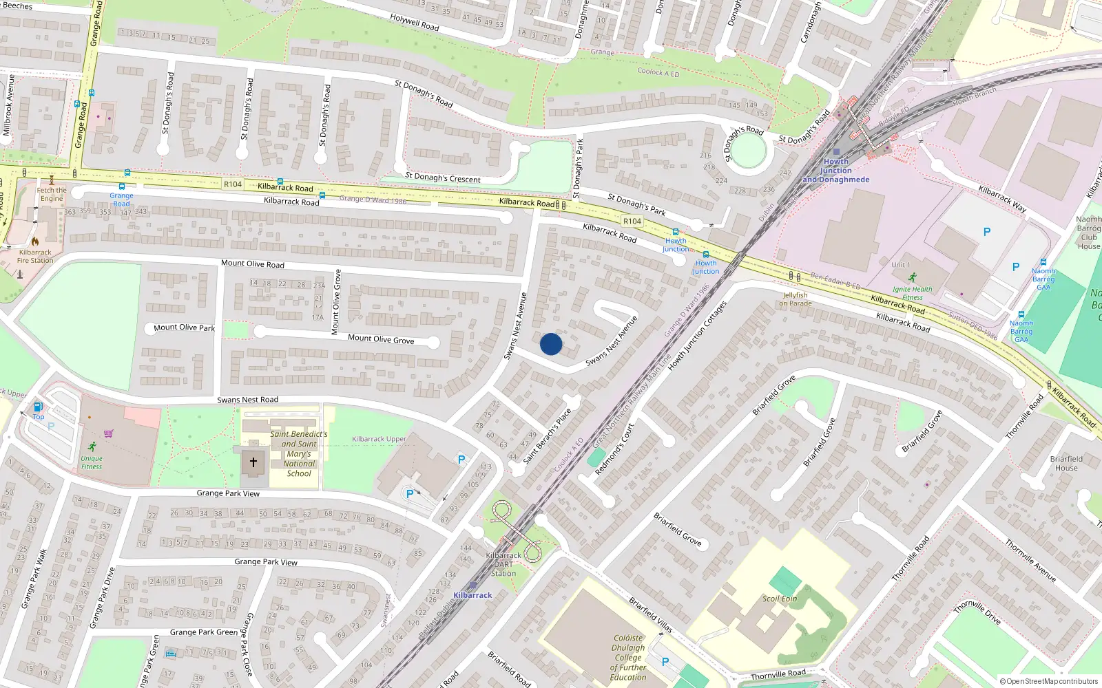 Overhead map showing the location of 32 Swans Nest Avenue, Dublin 5