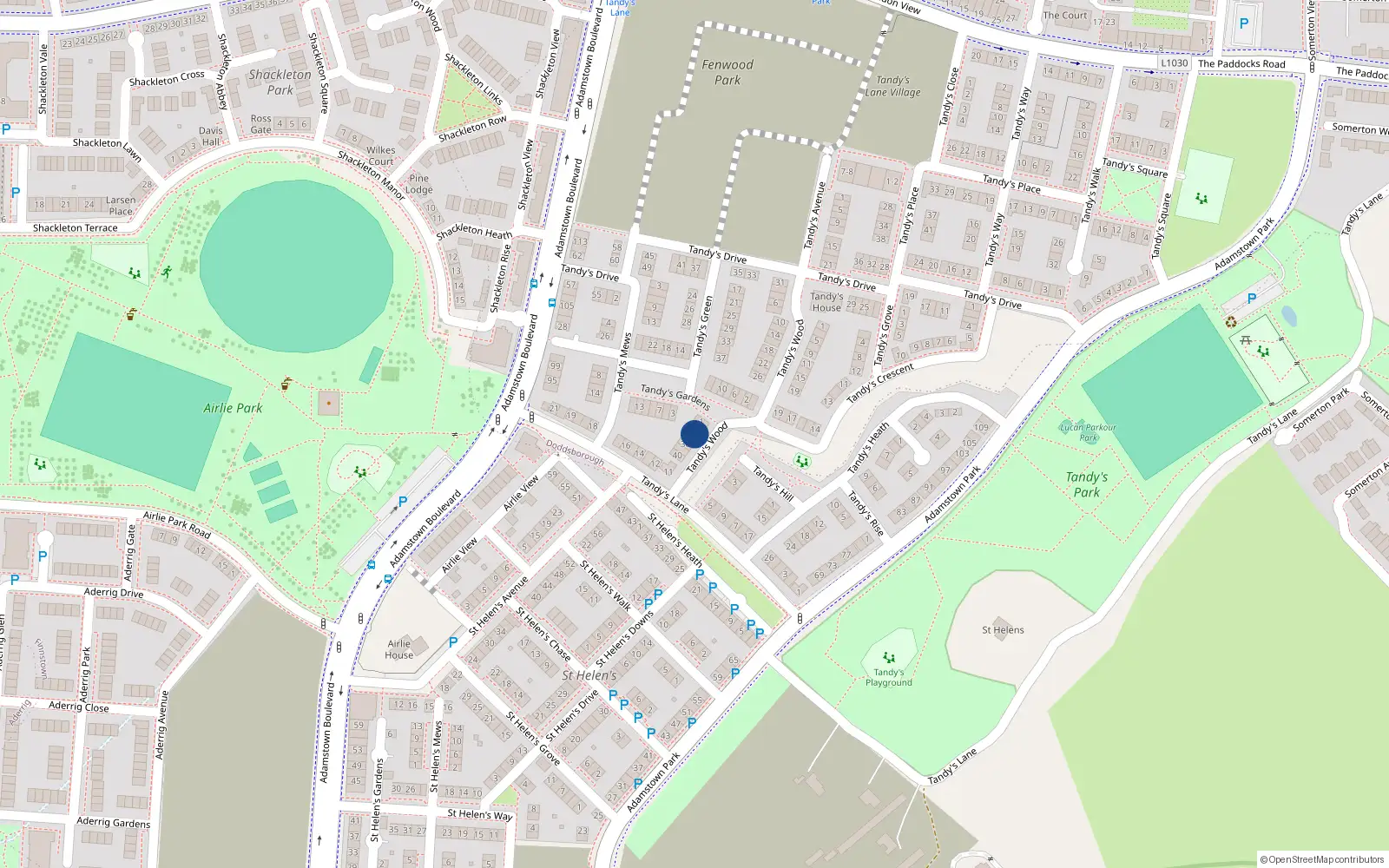 Overhead map showing the location of 32 Tandy's Wood, Lucan
