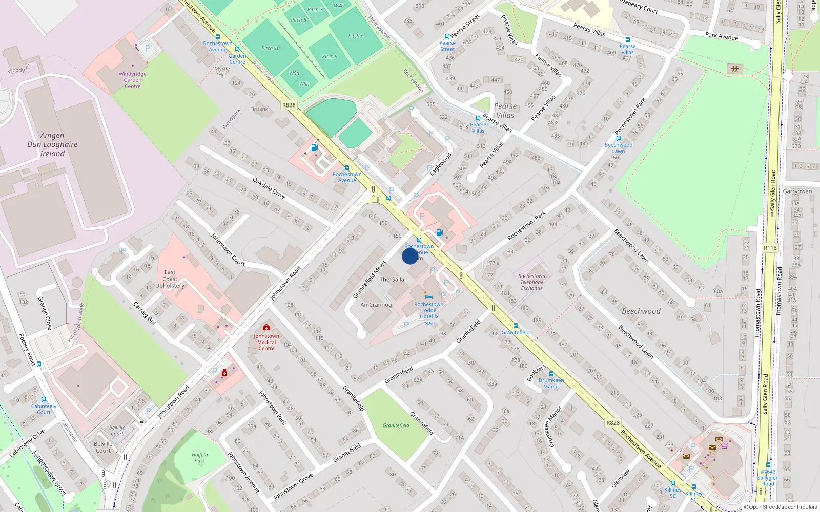 Overhead map showing the location of 32 the Ogham, Granitefield Manor, Dun Laoghaire