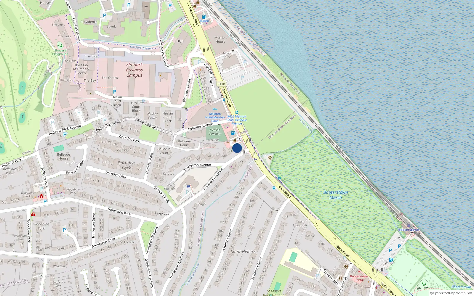 Overhead map showing the location of 32 Trimleston Avenue, Trimleston or Owenstown