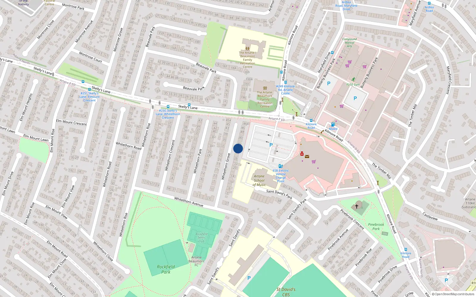 Overhead map showing the location of 32 Whitethorn Grove, Dublin 5