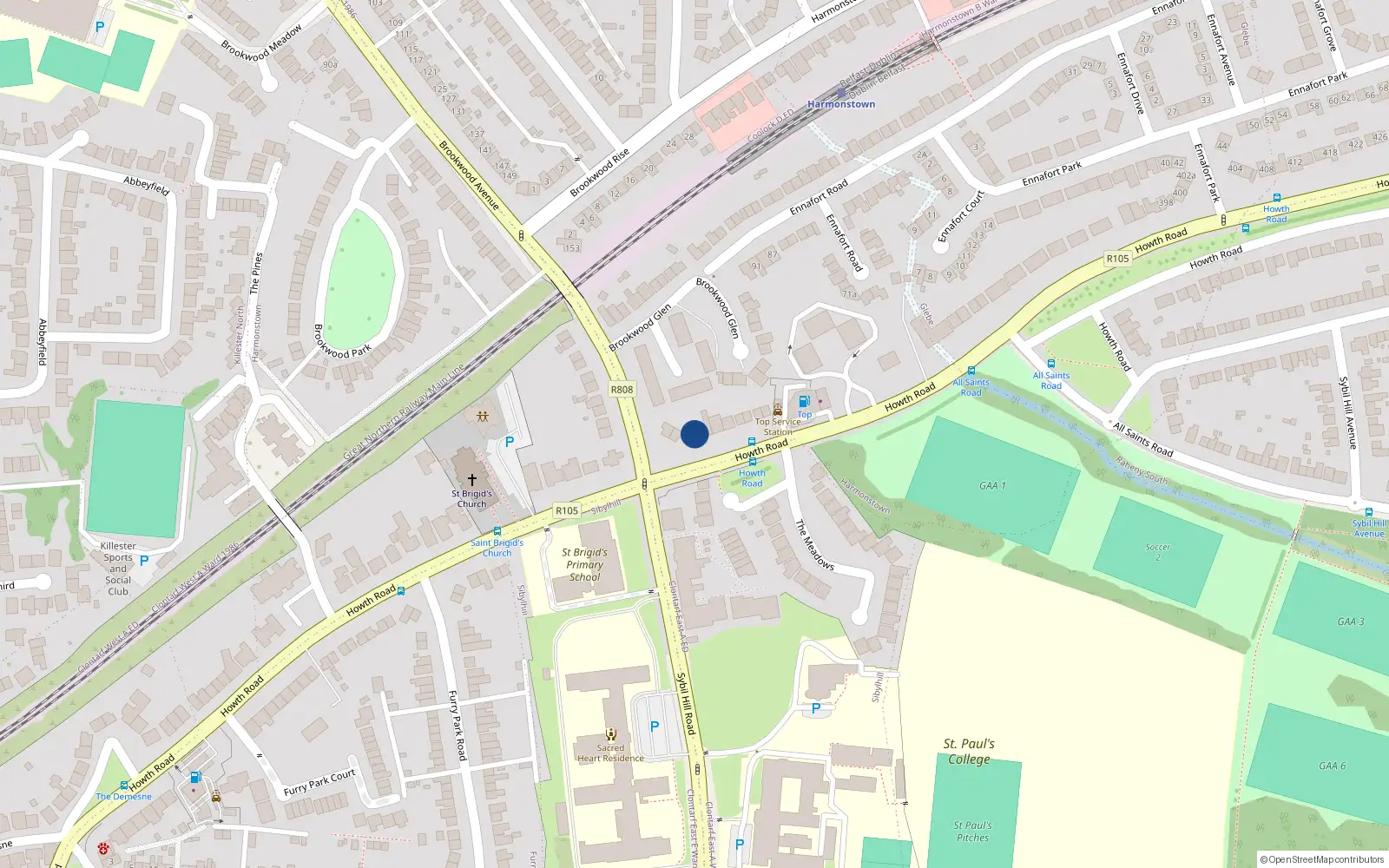 Overhead map showing the location of 322 Howth Road, Dublin 5