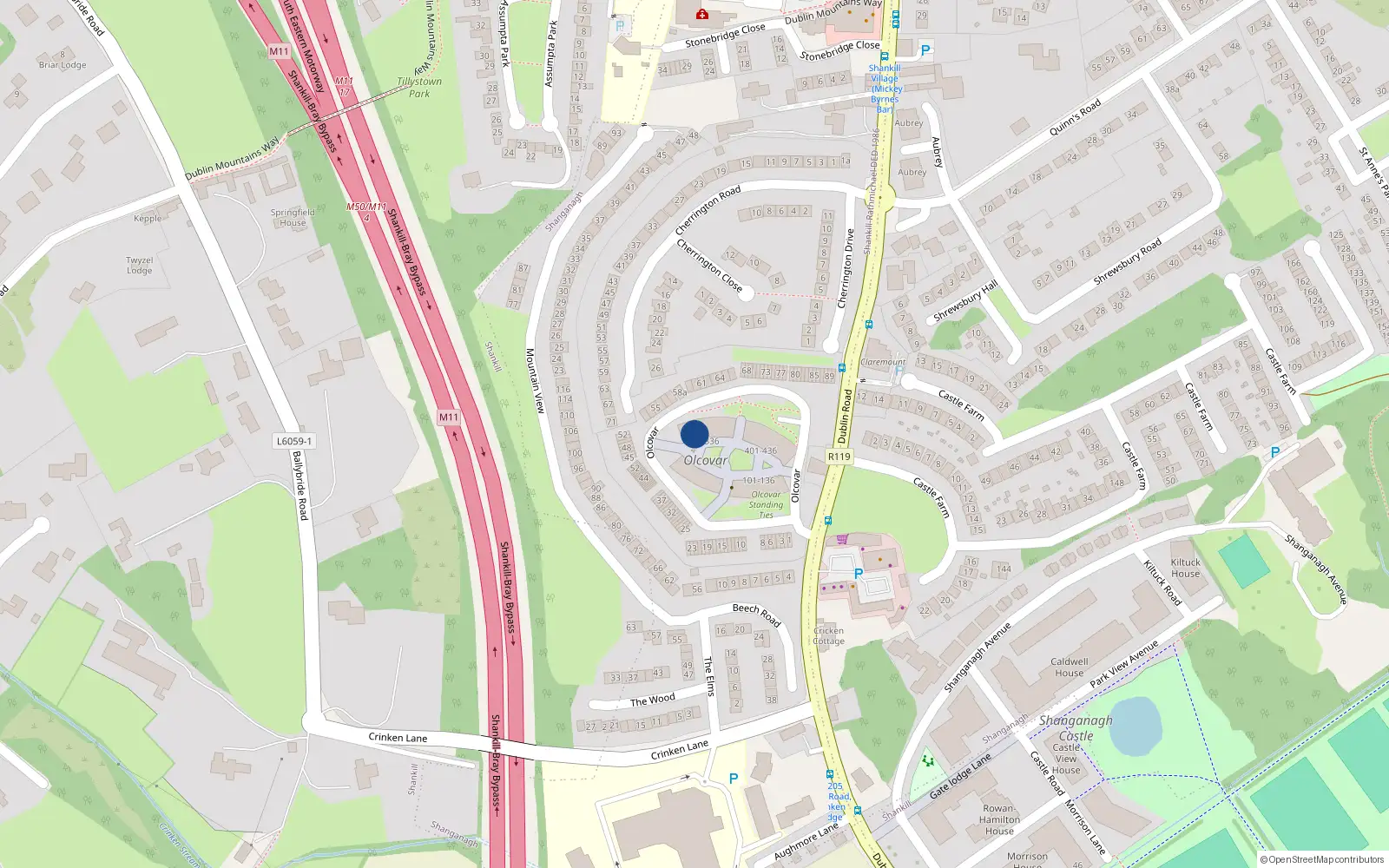 Overhead map showing the location of 322 Olcovar, Dublin
