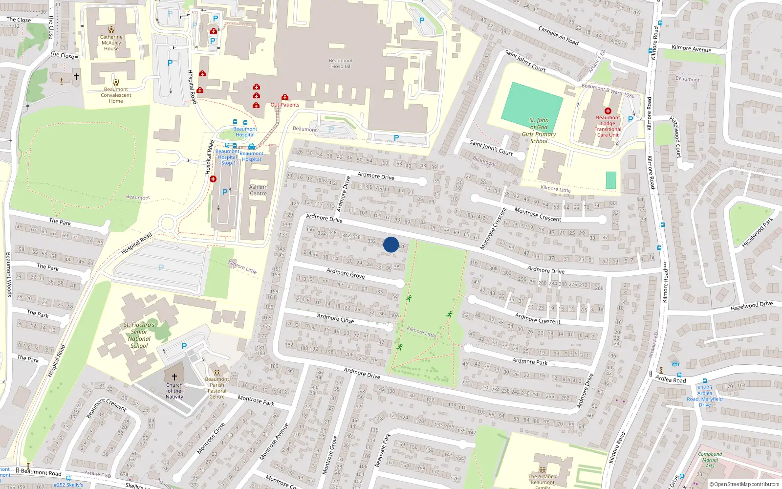 Overhead map showing the location of 324 Ardmore Drive, Dublin 5