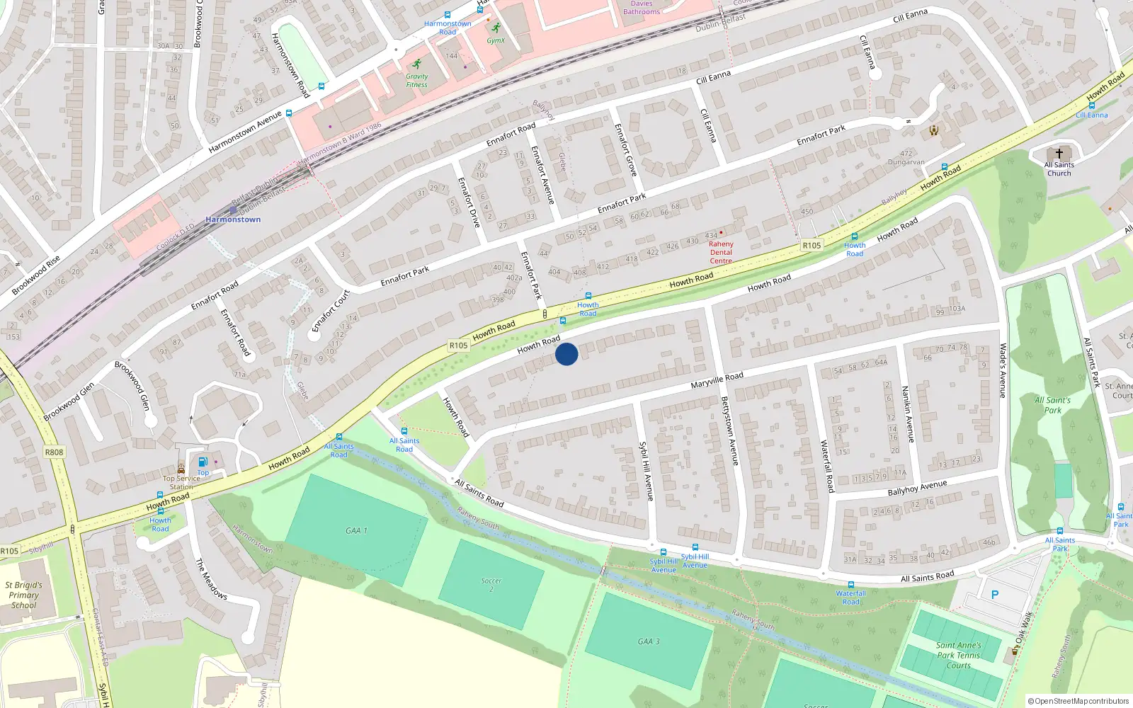 Overhead map showing the location of 329 Howth Road, Dublin 5