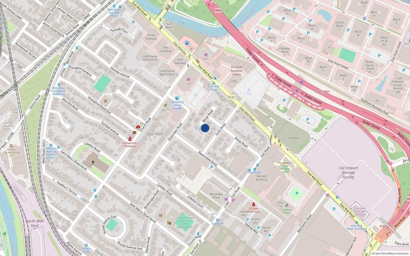 Overhead map showing the location of 33 Bargy Road, Dublin 3
