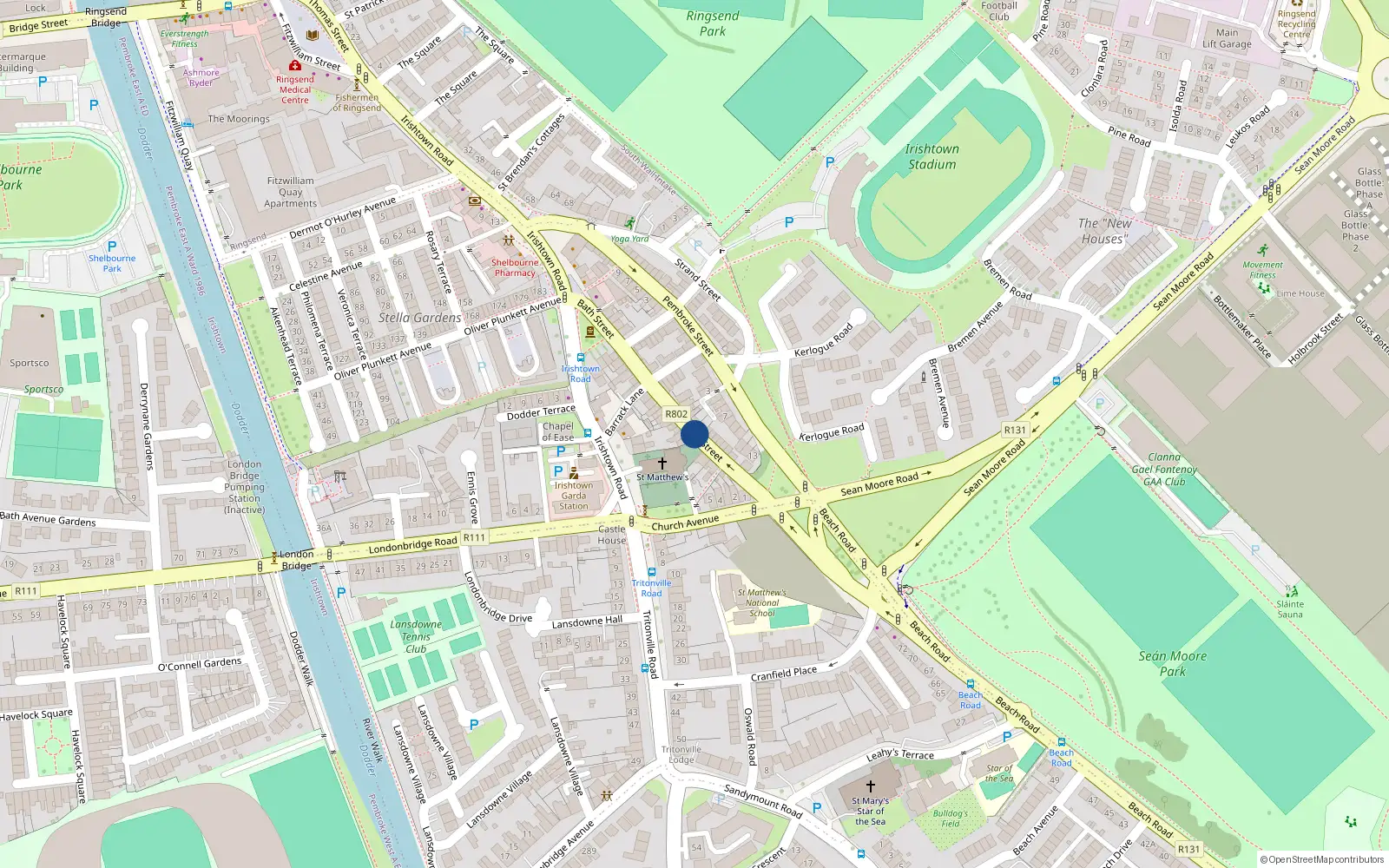 Overhead map showing the location of 33 Bath Street, Irishtown