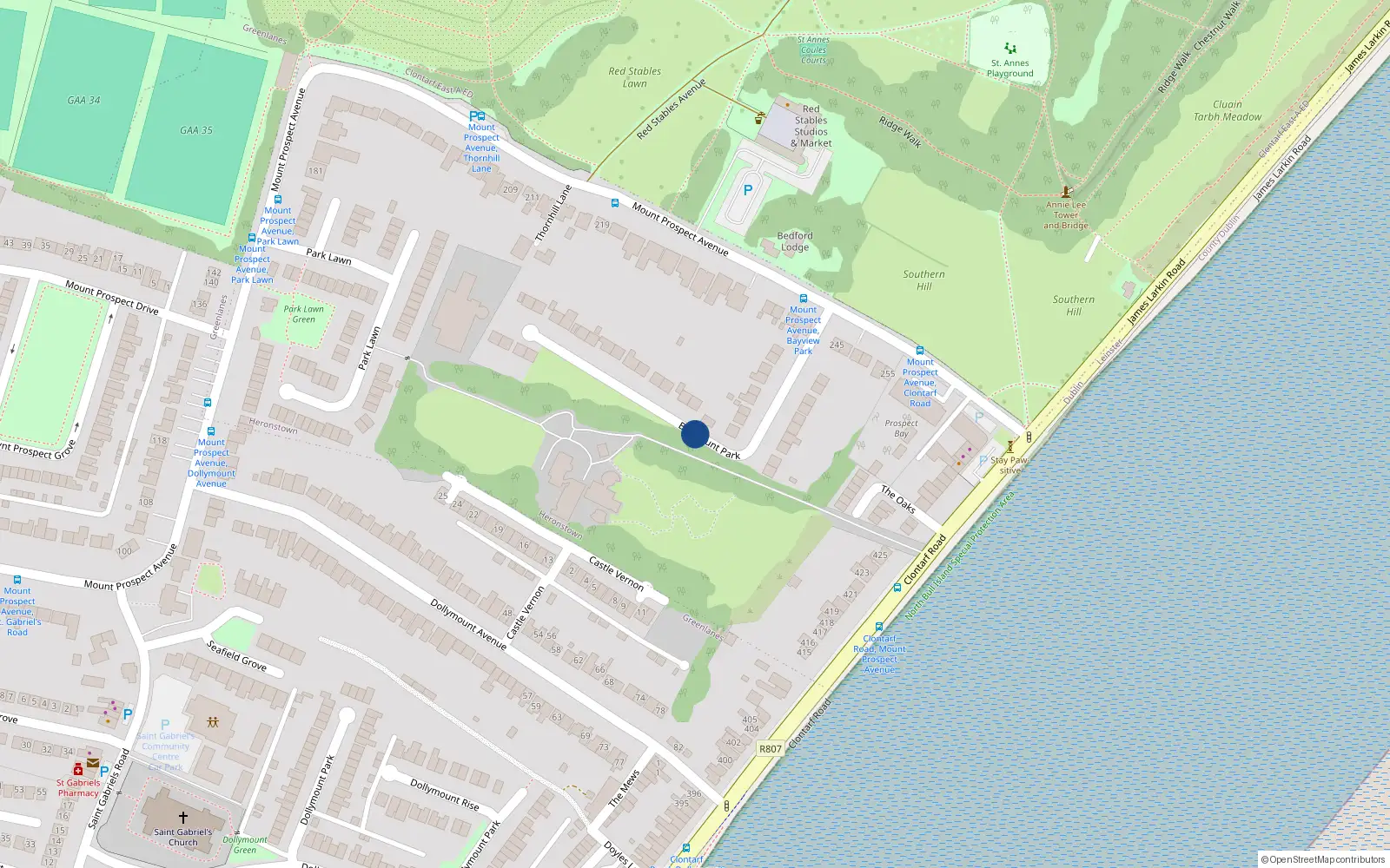Overhead map showing the location of 33 Baymount Park, Dublin 3